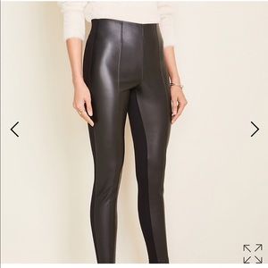 Faux leather seamed side zip Leggings